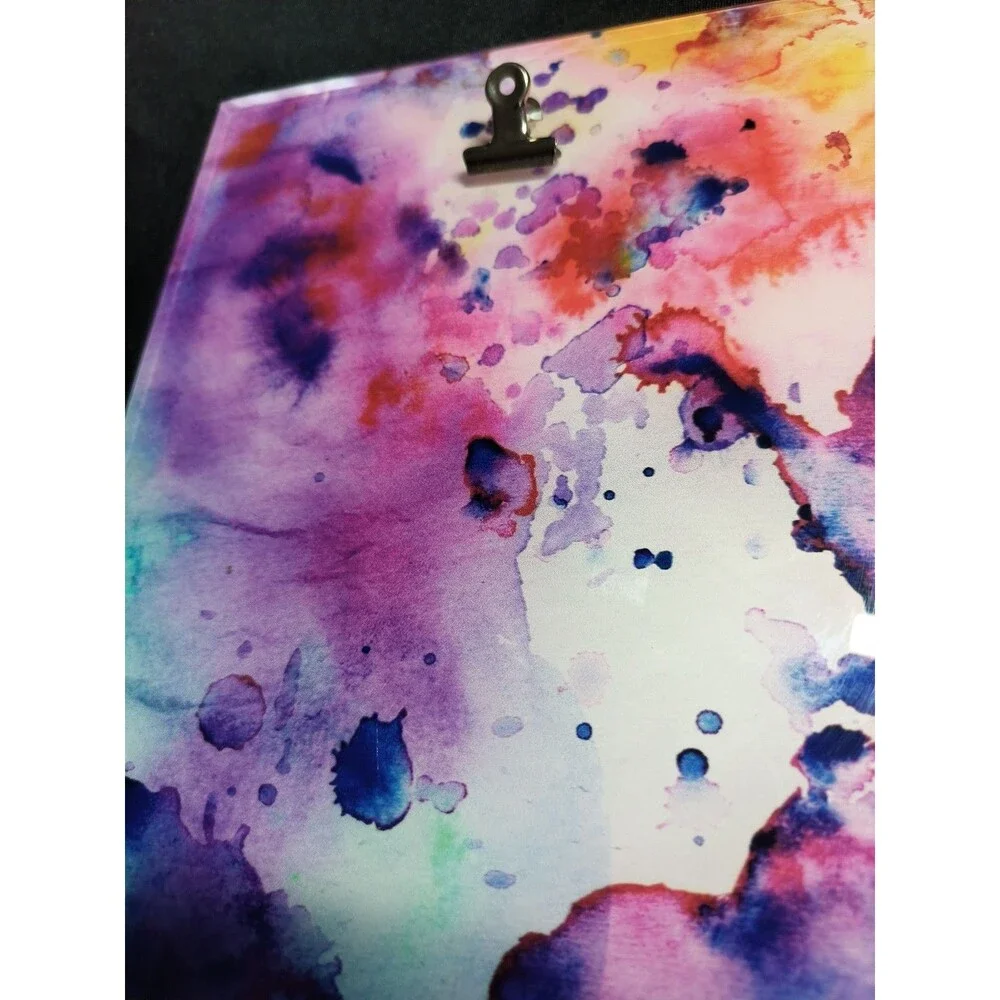 Watercolor Clipboard Style Photo Frame 9x7 Glass Easel Wall Hanging Multicolor